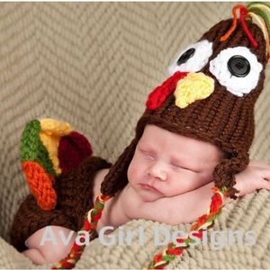 Baby knit turkey day hat